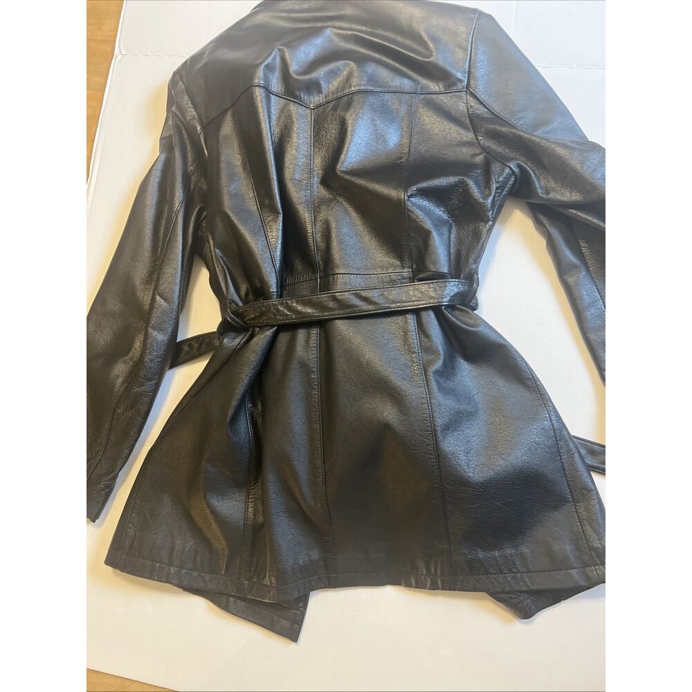 Wilson’s Leather Mid Length Belted Black Leather Jacket L Thinsulate - Picture 4 of 4